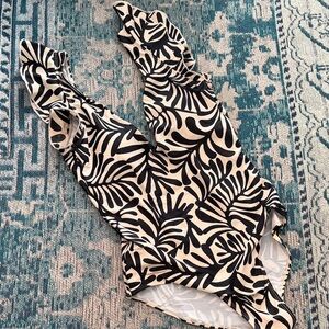 Summersalt Black and Cream Leaf Print Swimsuit